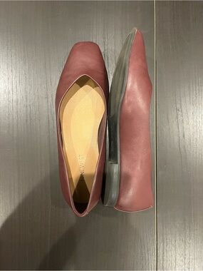 Nine West Burgundy Square-Toe Leather Flats